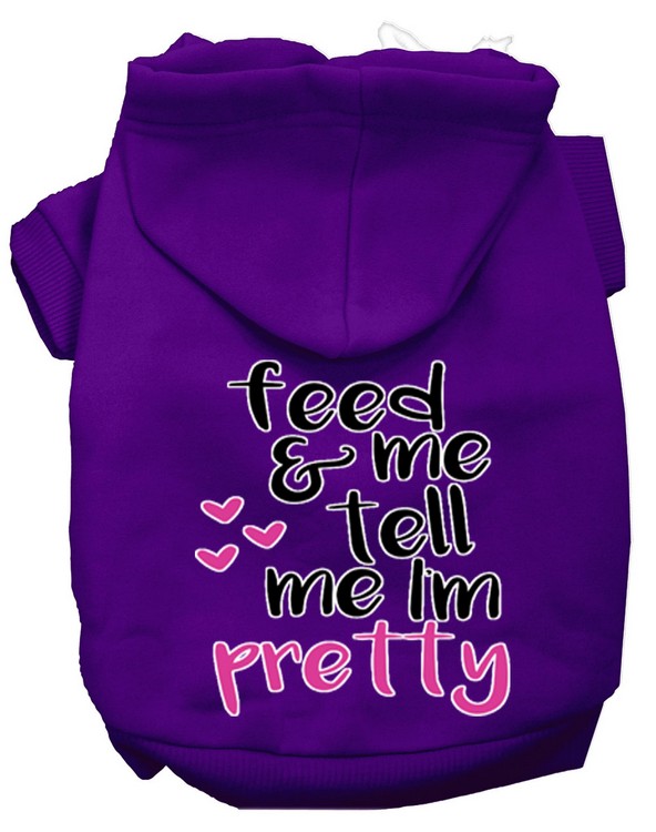 Tell me I'm Pretty Screen Print Dog Hoodie Purple XS